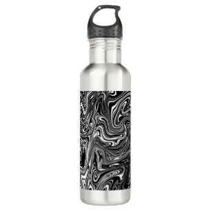 Abstract Black and White Liquid Marble Stainless Steel Water Bottle