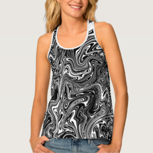 Abstract Black and White Liquid Marble Tank Top