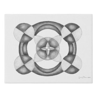 Abstract Black and White Mandala Pencil Drawing Faux Canvas Print