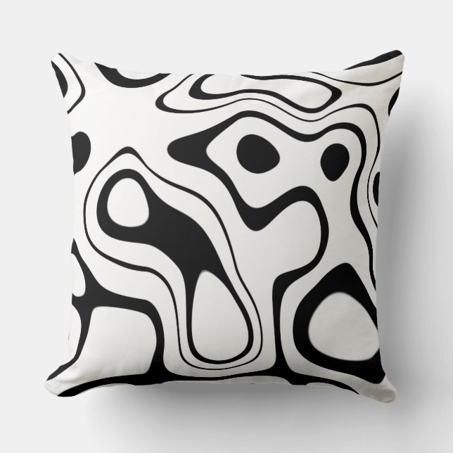 Abstract Black and White Masks Throw Pillow (Front)