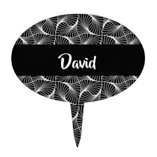 Abstract black and white monochrome cake topper