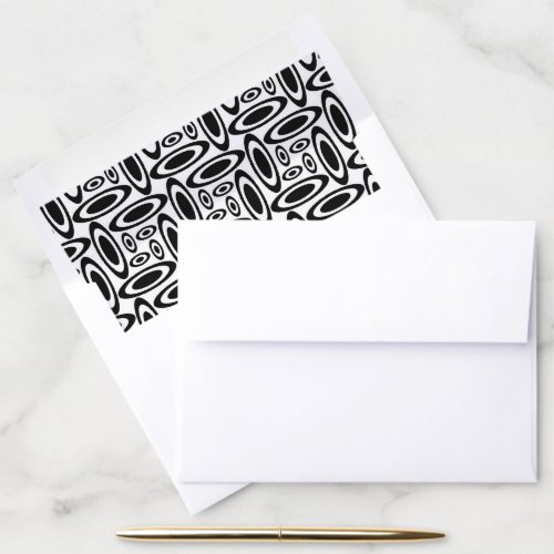 Abstract Black and White Monochrome Elliptical  Envelope Liner