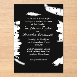 Abstract Black and White Music Wedding Invitation