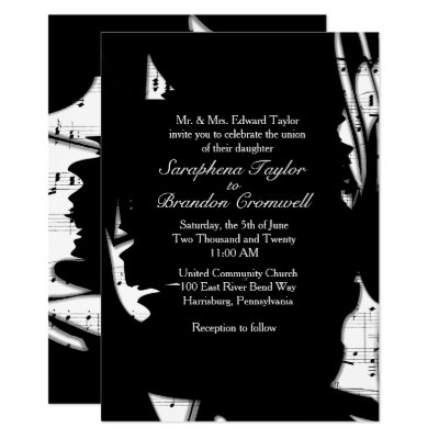 Abstract Black and White Music Wedding Invitation
