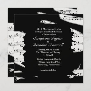 Abstract Black and White Music Wedding Invitation