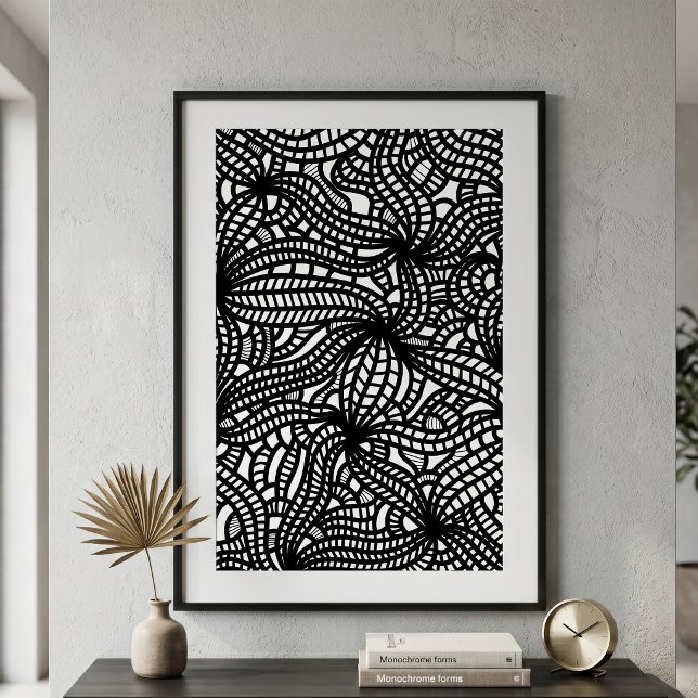 Abstract Black and White Organic Line Art Doodle Poster (Creator Uploaded)