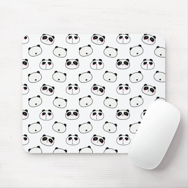 Abstract Black and White Panda Mouse Pad (With Mouse)