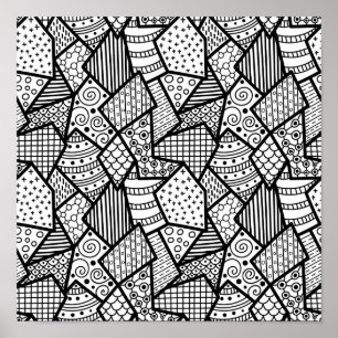 Abstract Black and white Pattern Art Poster