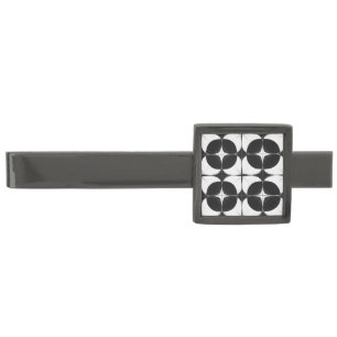 Abstract Black and White Pattern Gunmetal Finish Tie Bar