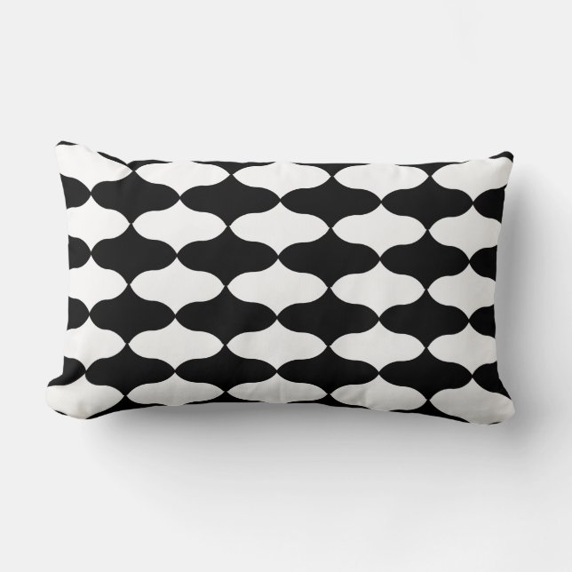 Abstract Black and White Pattern Lumbar Pillow (Front)
