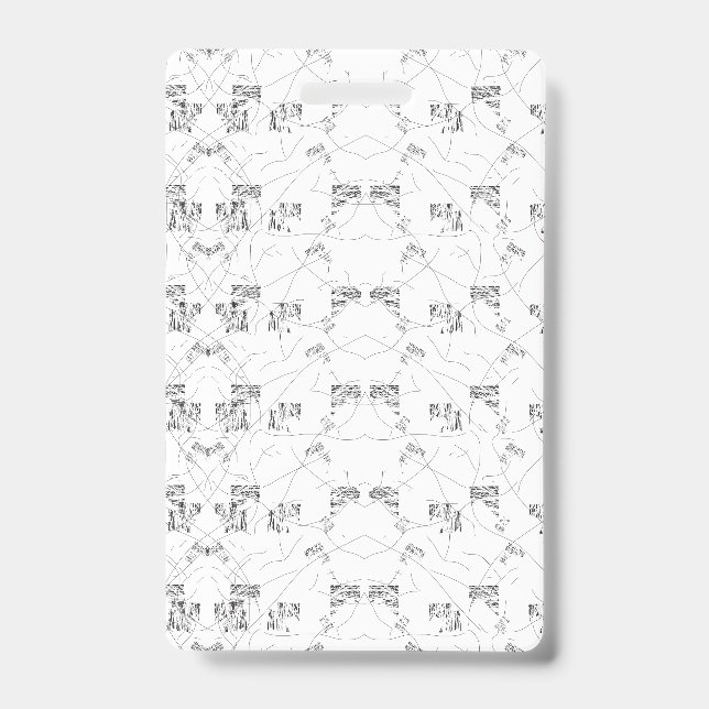 Abstract black and white pattern with repeating, s badge (Front)