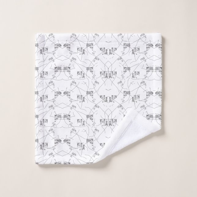 Abstract black and white pattern with repeating, s bath towel set (Wash Cloth)
