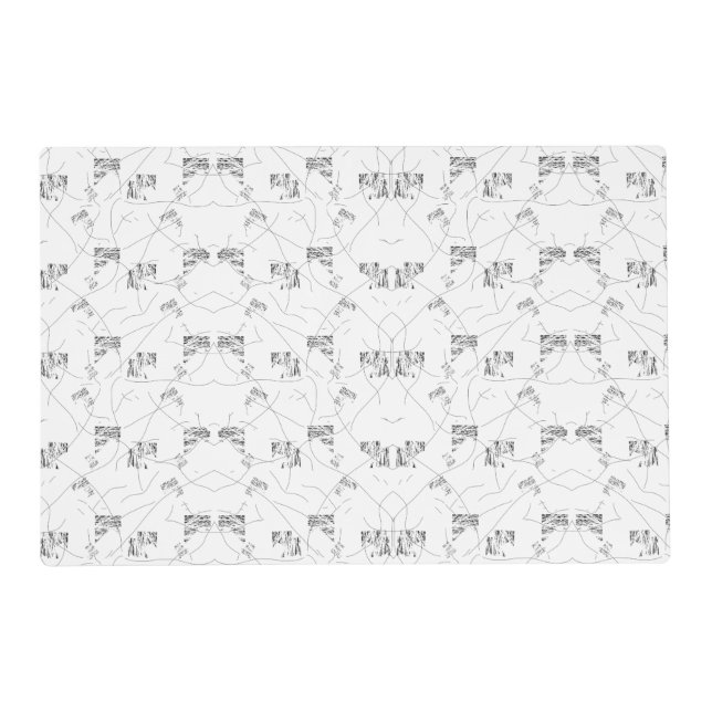 Abstract black and white pattern with repeating, s placemat (Front)