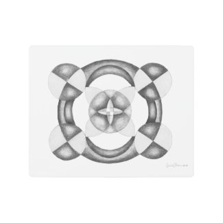 Abstract Black and White Pencil Simple Mandala Metal Print