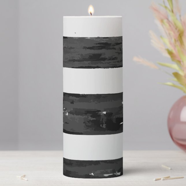 Abstract Black and White  Pillar Candle (In Situ)