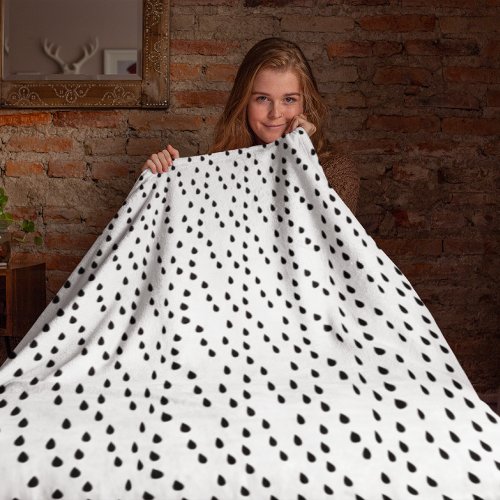 Abstract Black and White Rain Drops Pattern Sherpa Blanket