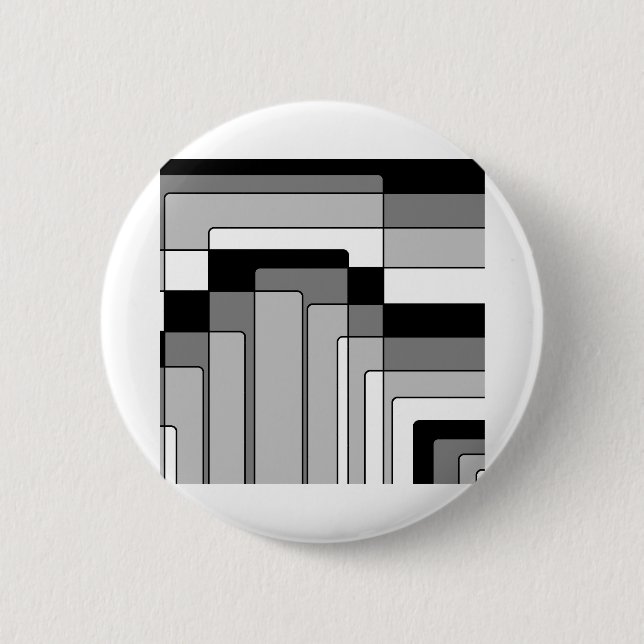 Abstract Black and White Rectangles Button (Front)