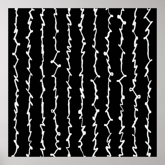 Abstract Black and White Scribbles Poster (Front)