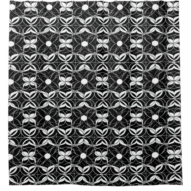Abstract Black and White Seamless Pattern Design Shower Curtain (Front)