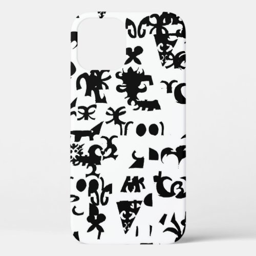 Abstract Black And White Shapes Pattern iPhone 12 Case