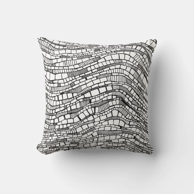 Abstract Black and White Shapes Throw Pillow (Front)