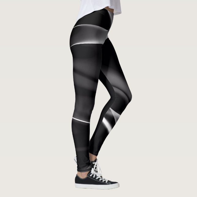 Abstract Black and White Smoke Leggings (Right)