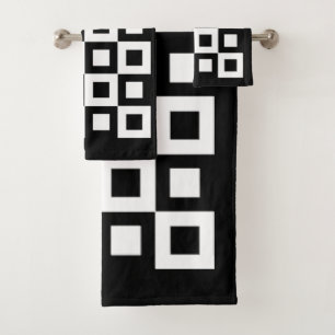 Abstract Black and White Squares Bath Towel Set