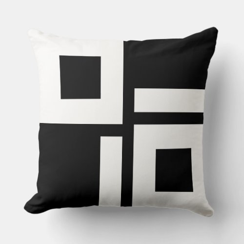 Abstract Black and White Squares  Stripes Throw Pillow
