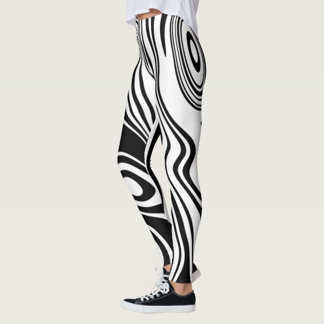 Abstract Black and White Striped Leggings (Left)