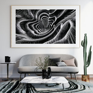 Abstract Black and White Swirl Photo Print