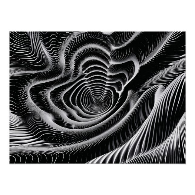 Abstract Black and White Swirl  Poster (Front)