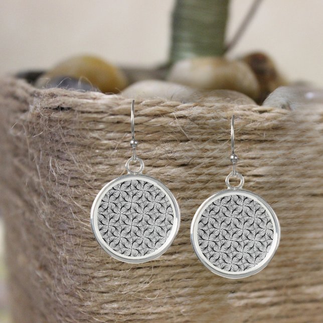 Abstract Black and White Swirly Lines Artwork  Earrings (Creator Uploaded)