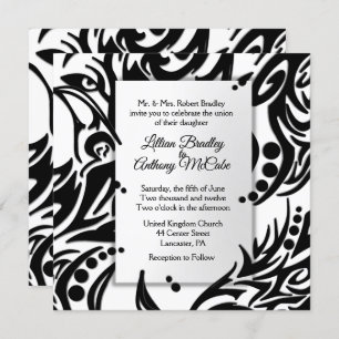 Abstract Black and White Tribal Wedding Invitation