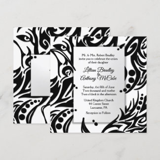 Abstract Black and White Tribal Wedding Invitation