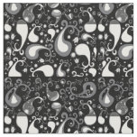 Abstract black and white Tulip Paisley Floral Fabric