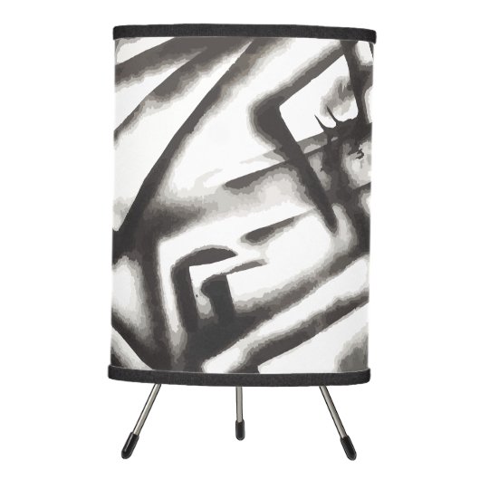 Abstract Black and White Vertigo 1  Tripod Lamp (Front)