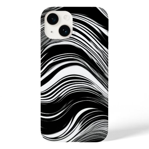 Abstract Black and White Wave Case-Mate iPhone 14 Case