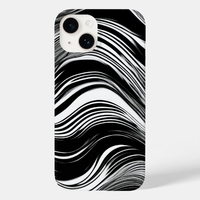 Abstract Black and White Wave Case-Mate iPhone Case (Back)