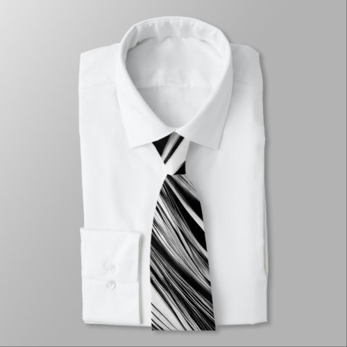 Abstract Black and White Wave Neck Tie