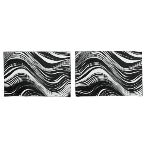 Abstract Black and White Wave Pillow Case