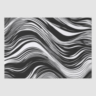 Abstract Black and White Wave Tissue Paper