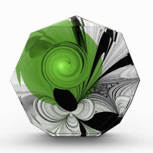 Abstract Black and White with Green Fractal Art Acrylic Award