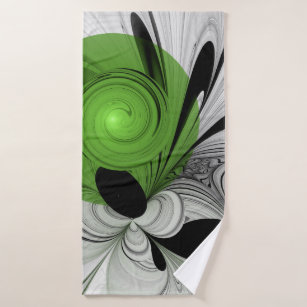 Mydeas, Black & White Green Rectangles Bath Towel Set