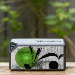 Abstract Black and White with Green Fractal Art Bluetooth Speaker