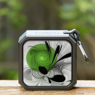 Abstract Black and White with Green Fractal Art Bluetooth Speaker