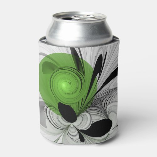 Abstract Black and White with Green Fractal Art Can Cooler