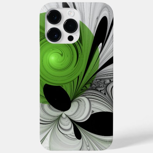 Abstract Black and White with Green Fractal Art Case_Mate iPhone 14 Pro Max Case