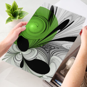 Abstract Black and White with Green Fractal Art Envelope Mailers