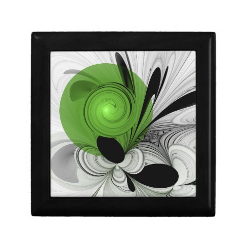 Abstract Black and White with Green Fractal Art Gift Box