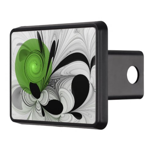 Abstract Black and White with Green Fractal Art Hitch Cover